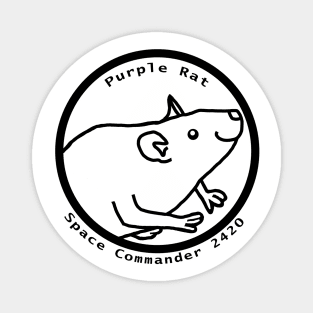 Portrait of Space Commander Purple Rat Outline Magnet